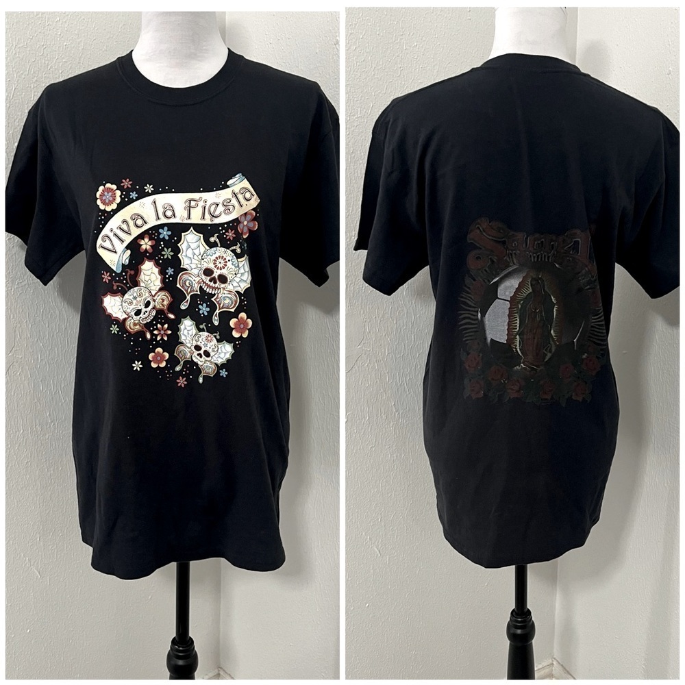 Viva La Fiesta Gildan Unisex Medium Sugar Skull Short-Sleeve T-Shirt Black